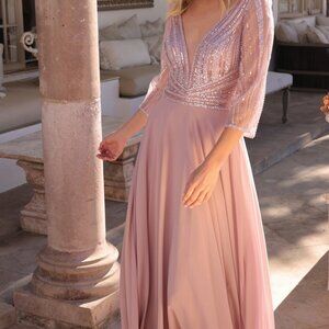 Plus size formal dress.Mother of the bride short sleeve wedding guest party gala